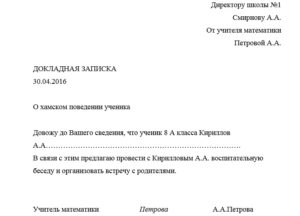 Как написатьдокладную жалобу на ученика в школе