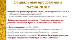 Социальные программы в россии 2020