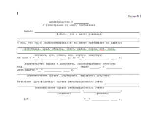 Справка форма 3 бланк скачать временная регистрация