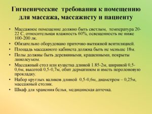 Требования к кабинету массажа санпин