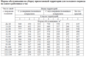 Нормы уборки дворовой территории на одного дворника